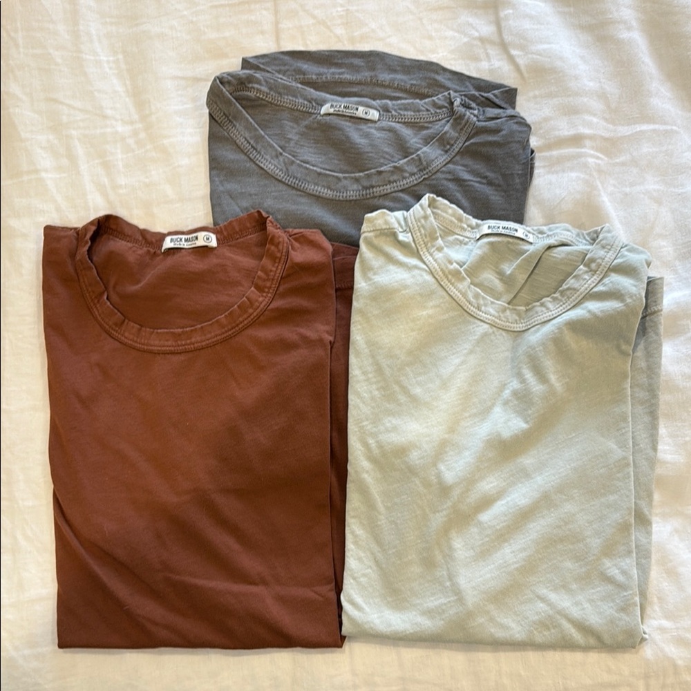 Buck Mason Short Sleeve Tees - Gray, Brown, Cream